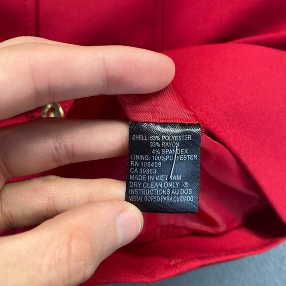 Tahari Women's Blazer Solid Red Gold Buttons Long Sleeve Lined Size 18 - Picture 8 of 12